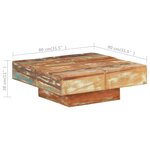 vidaXL Table basse 80x80x28 cm Bois de récupération massif
