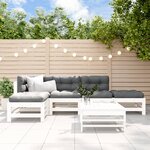 vidaXL Salon de jardin 6 Pièces avec coussins blanc bois massif