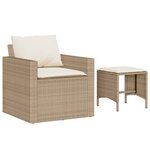 vidaXL Salon de jardin avec coussins 4 Pièces beige résine tressée