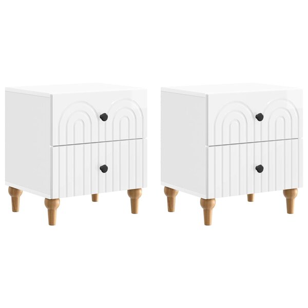 vidaXL Cabinet de chevet 2 Pièces Blanc brillant 43 x 34 5 x 48 cm