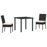 vidaXL Ensemble de salle à manger pour jardin 3 Pièces Noir Poly rotin