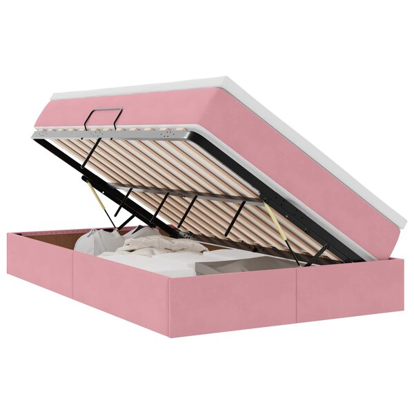 vidaXL Lit avec rangement et matelas Rose 120 x 200 cm Velours