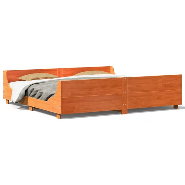 vidaXL Cadre de lit sans matelas cire marron 200x200cm bois pin massif