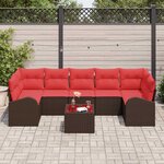 vidaXL Ensemble de canapé de jardin 8 Pièces Beige et Rouge polyrotin