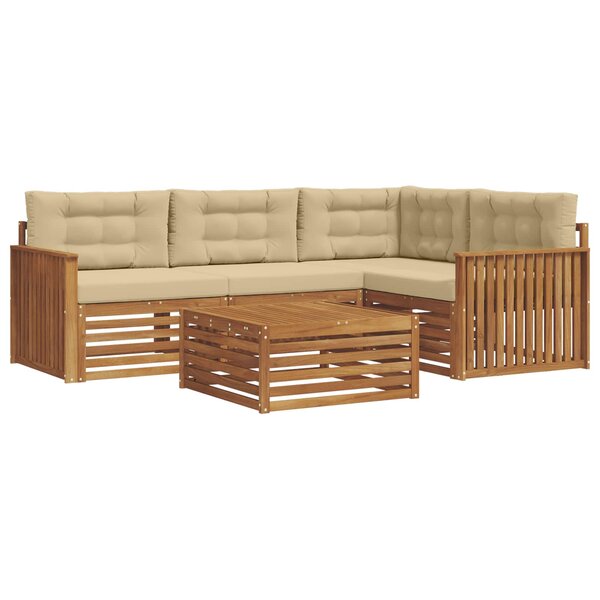 vidaXL Ensemble de canapés d'extérieur 5 Pièces Naturel et Beige