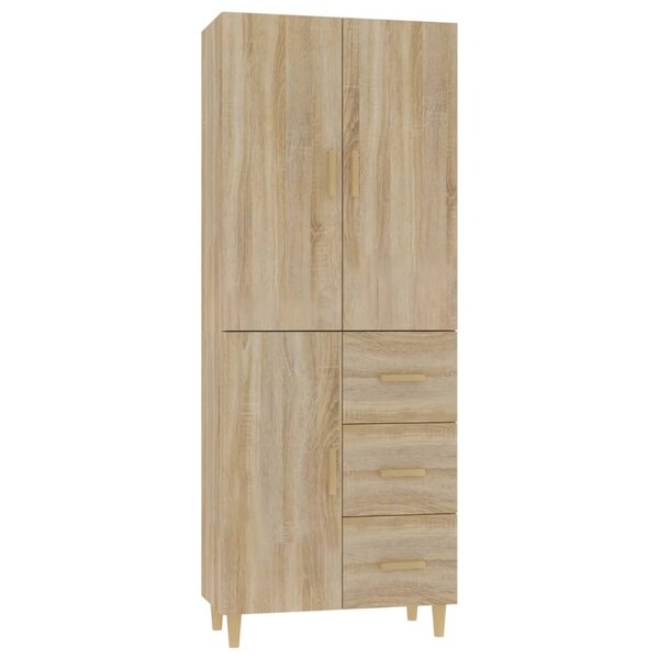 Vidaxl buffet haut chêne sonoma 69 5x34x180 cm bois d'ingénierie