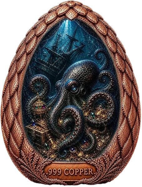 Monnaie UNDERWATER KRAKEN EGG 2 Oz Medaille Cuivre 2026 (PRÉCOMMANDE)