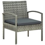 vidaXL Salon de jardin 4 Pièces avec coussins résine tressée gris