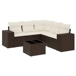 vidaXL Salon de jardin avec coussins 6 Pièces marron résine tressée