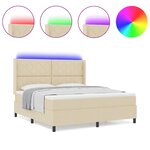 vidaXL Lit à ressorts avec matelas Crème 180 x 200 cm tissu