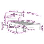 vidaXL Lit bibliothèque sans matelas blanc 75x190cm bois de pin massif