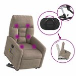 vidaXL Fauteuil inclinable de massage taupe tissu microfibre