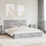 vidaXL Lit de Rangement Gris béton 200 x 200 cm Bois d'ingénierie