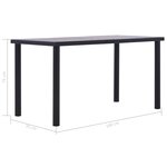 vidaXL Table à manger Noir et gris béton 140x70x75 cm MDF