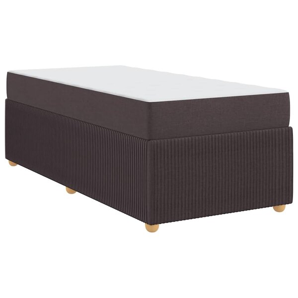 vidaXL Cadre de lit avec matelas Marron foncé 90 x 190 cm tissu