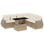 vidaXL Salon de jardin avec coussins 7 Pièces beige résine tressée