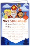 Carte saint nicolas fête 6 décembre chanson patron des écoliers avec enveloppe