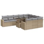 vidaXL Salon de jardin 11 Pièces avec coussins beige résine tressée