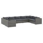 vidaXL Salon de jardin 9 Pièces avec coussins Résine tressée Gris