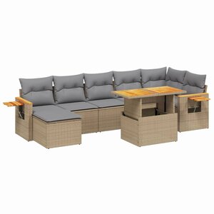 vidaXL Salon de jardin avec coussins 8 Pièces beige résine tressée