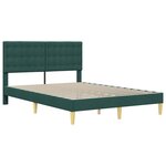 vidaXL Cadre de lit avec tête de lit Vert foncé 140 x 190 cm Tissu