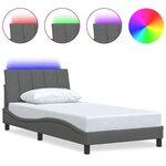 vidaXL Cadre de lit sans matelas Hanko gris foncé 100x200 cm tissu