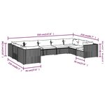 vidaXL Salon de jardin 9 Pièces avec coussins Résine tressée Gris