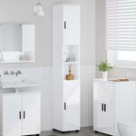 vidaXL Meuble de salle de bain haut Blanc brillant 30 x 35 x 192 cm