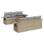vidaXL Salon de jardin avec coussins 7 Pièces beige résine tressée