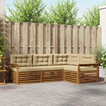 vidaXL Ensemble de canapés d'extérieur 4 Pièces Naturel et Beige