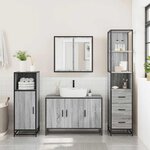 vidaXL Ensemble de meubles de salle de bain 3 Pièces Sonoma gris
