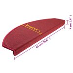 vidaXL Tapis d'escalier 15 Pièces Rouge bordeaux 65 x 24 x 4 cm