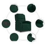 vidaXL Fauteuil inclinable vert foncé velours