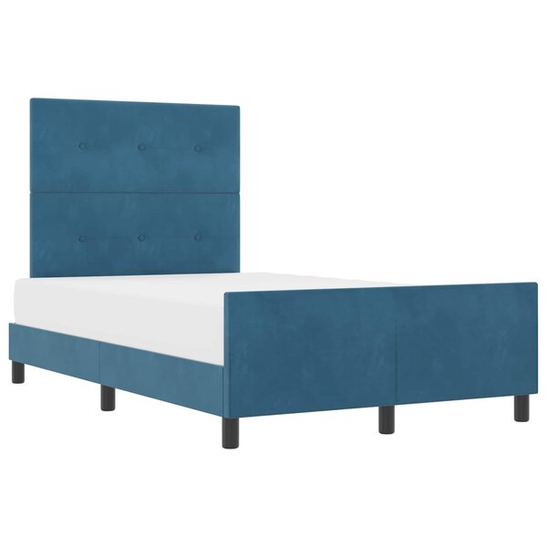 vidaXL Lit à ressorts avec tête de lit Bleu foncé 120 x 190 cm Velours