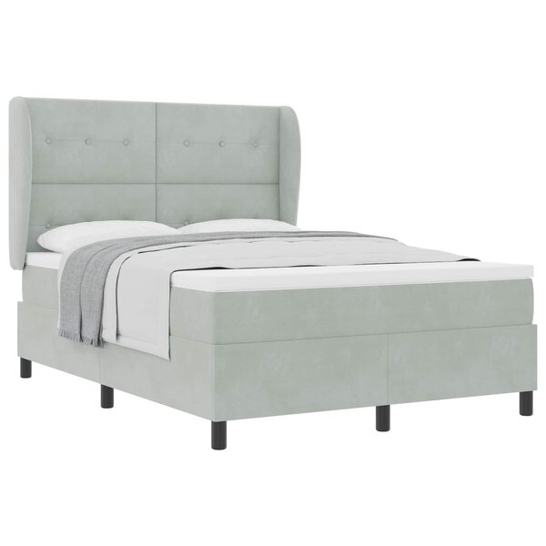 vidaXL Lit à ressorts avec matelas Gris clair 190 x 140 cm Velours