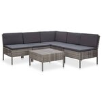 vidaXL Salon de jardin 6 Pièces avec coussins résine tressée gris