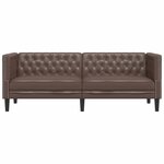 vidaXL Canapé à 3 places Chesterfield marron similicuir