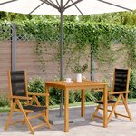 vidaXL Chaises de jardin lot de 2 noir bois d'acacia et polypropylène