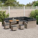 vidaXL Ensemble de canapé de jardin 13 Pièces Gris Poly rotin