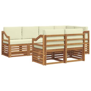 vidaXL Ensemble de canapé d'angle avec coussin 7 Pièces Naturel et Crème