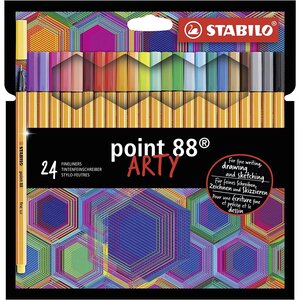 Etui 24 stylos feutres point 88 arty pointe fine assorties x 6 stabilo