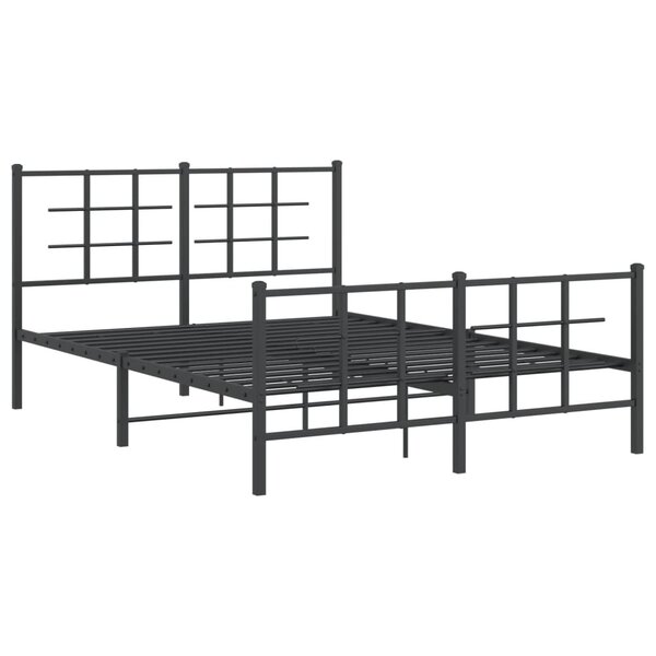 vidaXL Cadre de lit métal avec tête de lit/pied de lit noir 135x190 cm
