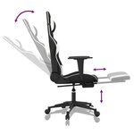 vidaXL Chaise de jeu avec repose-pied Noir et blanc Similicuir