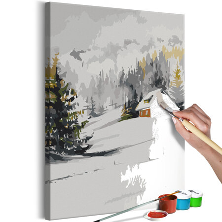 Tableau à peindre par soi-même - winter cottage l x h en cm 40x60