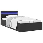 vidaXL Cadre de lit à rangement hydraulique sans matelas avec LED noir
