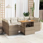 vidaXL Salon de jardin avec coussins 7 Pièces beige résine tressée