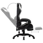 vidaXL Fauteuil de jeux vidéo et repose-pied Blanc et noir Similicuir