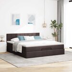 vidaXL Lit ottoman avec matelas et LED Marron foncé 180x200 cm tissu