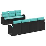 vidaXL Ensemble de canapé de jardin 8 Pièces Noir et turquoise