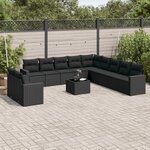 vidaXL Salon de jardin 12 Pièces avec coussins noir résine tressée